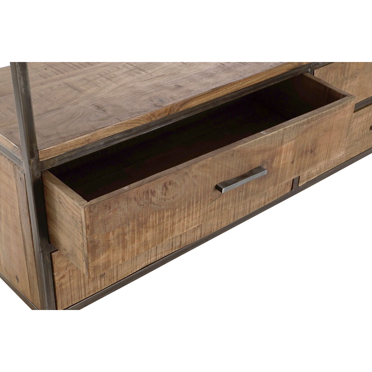Bokhylla DKD Home Decor Svart Metall Brun Akaciaträ 145 x 35 x 190 cm - 3