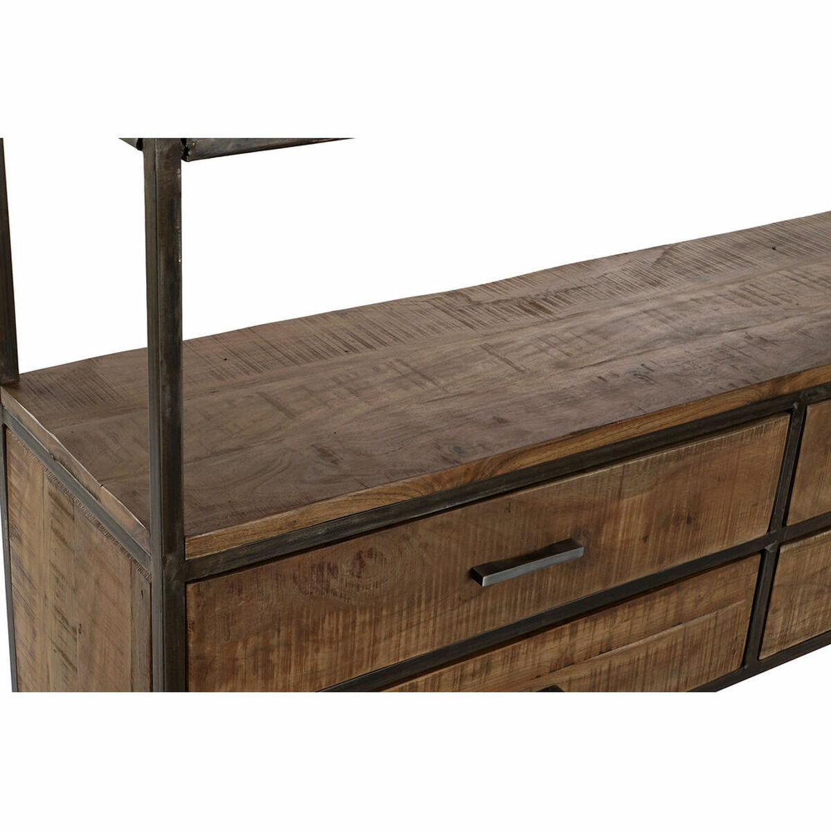 Bokhylla DKD Home Decor Svart Metall Brun Akaciaträ 145 x 35 x 190 cm - 2