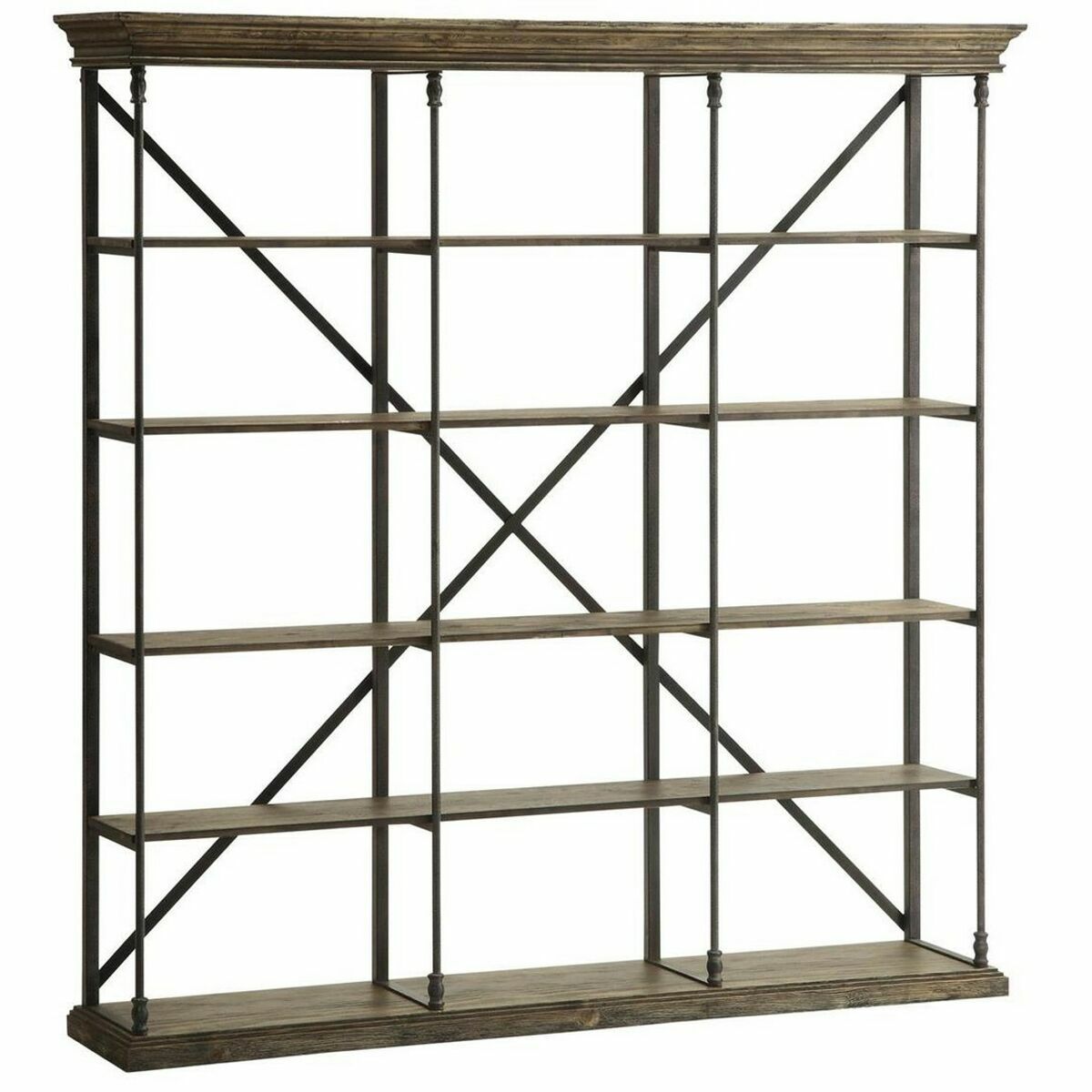 Bokhylla DKD Home Decor Sheesham Brun Mörkbrun Ljusgrå Trä Metall 213 x 43 x 220 cm