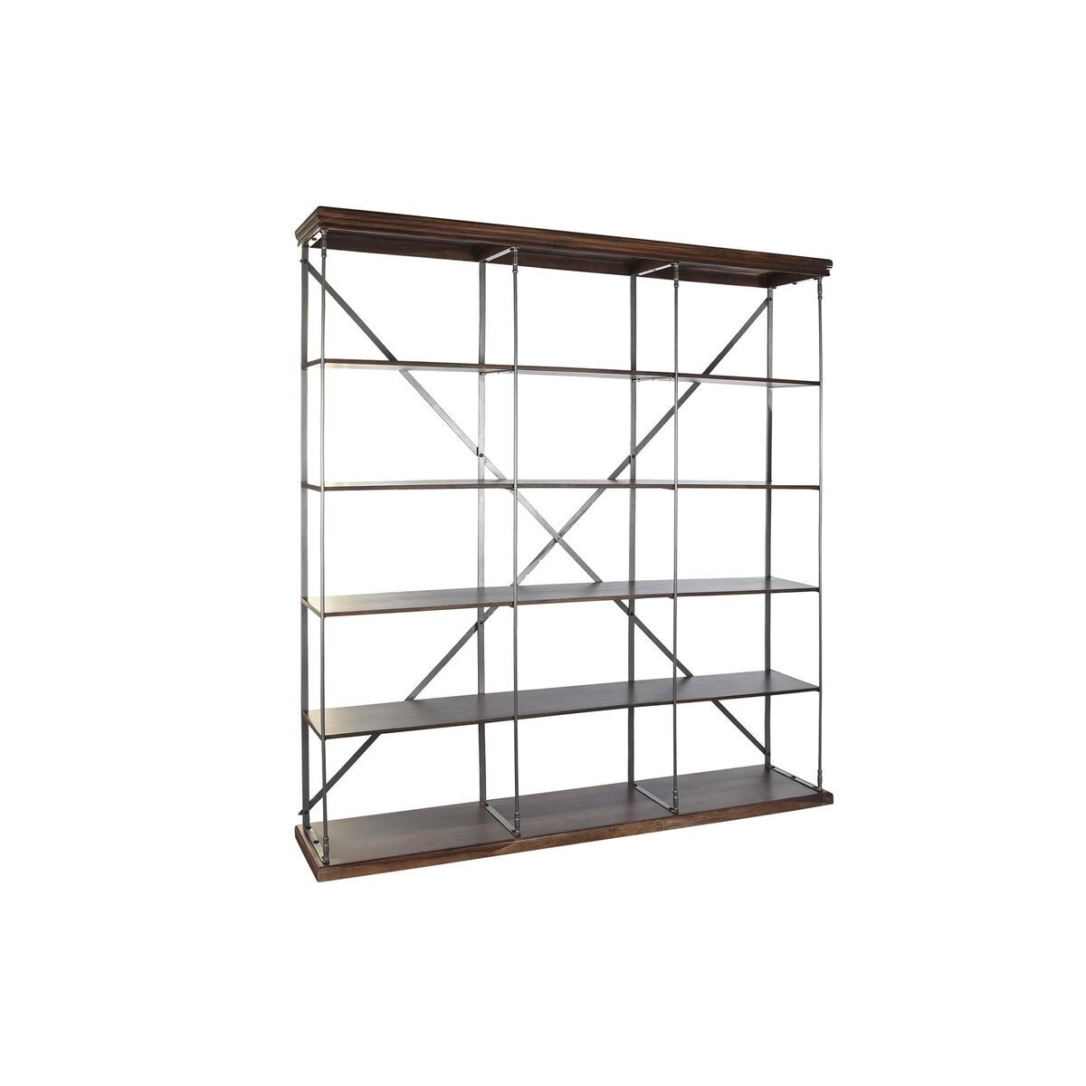 Bokhylla DKD Home Decor Sheesham Brun Mörkbrun Ljusgrå Trä Metall 213 x 43 x 220 cm - 5