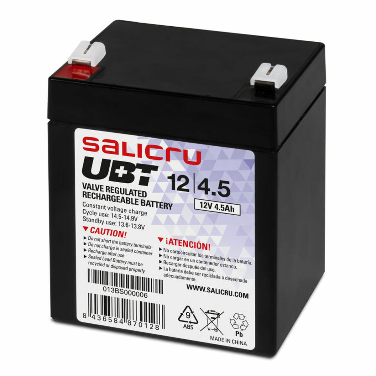 Batteri till System för Avbrottsfri Strömförsörjning UPS Salicru UBT 12/4,5 VRLA 4.5 Ah 4,5 AH 12 V 12V - 2