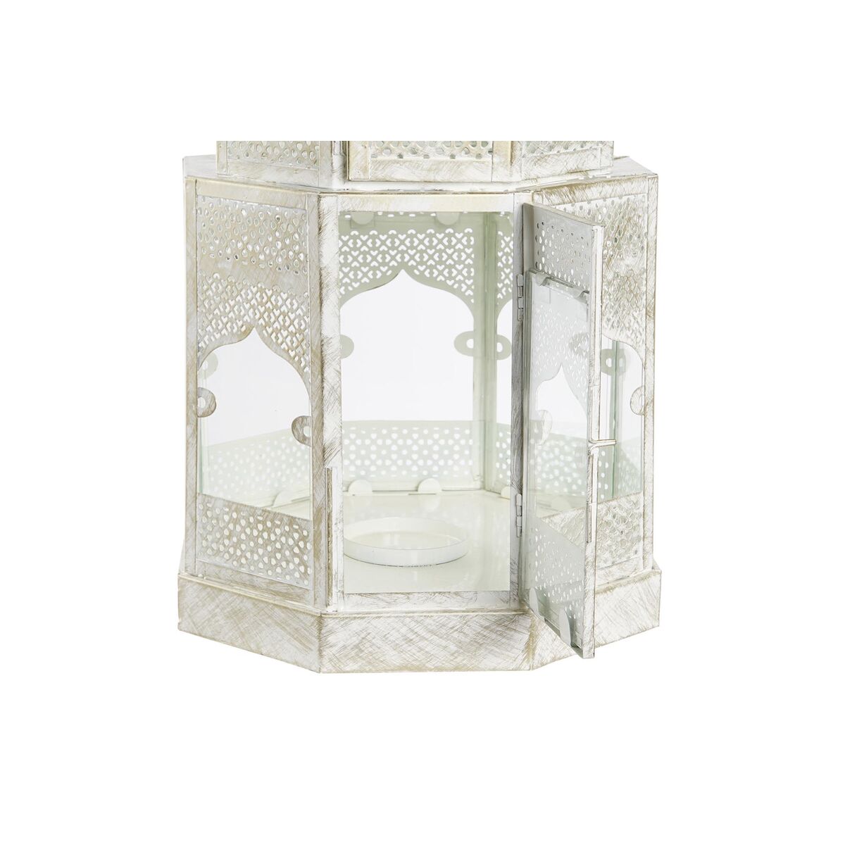 Lykta DKD Home Decor 2 antal Vit Gyllene Metall Glas Arab Antikbehandlad 30 x 30 x 71 cm (2 antal) - 9
