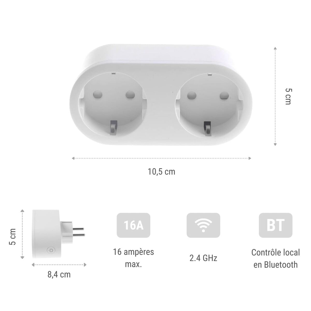 Ellist 2 Tomas-uttag utan brytare Konyks Priska Duo Easy Wi-Fi 16 A - 3