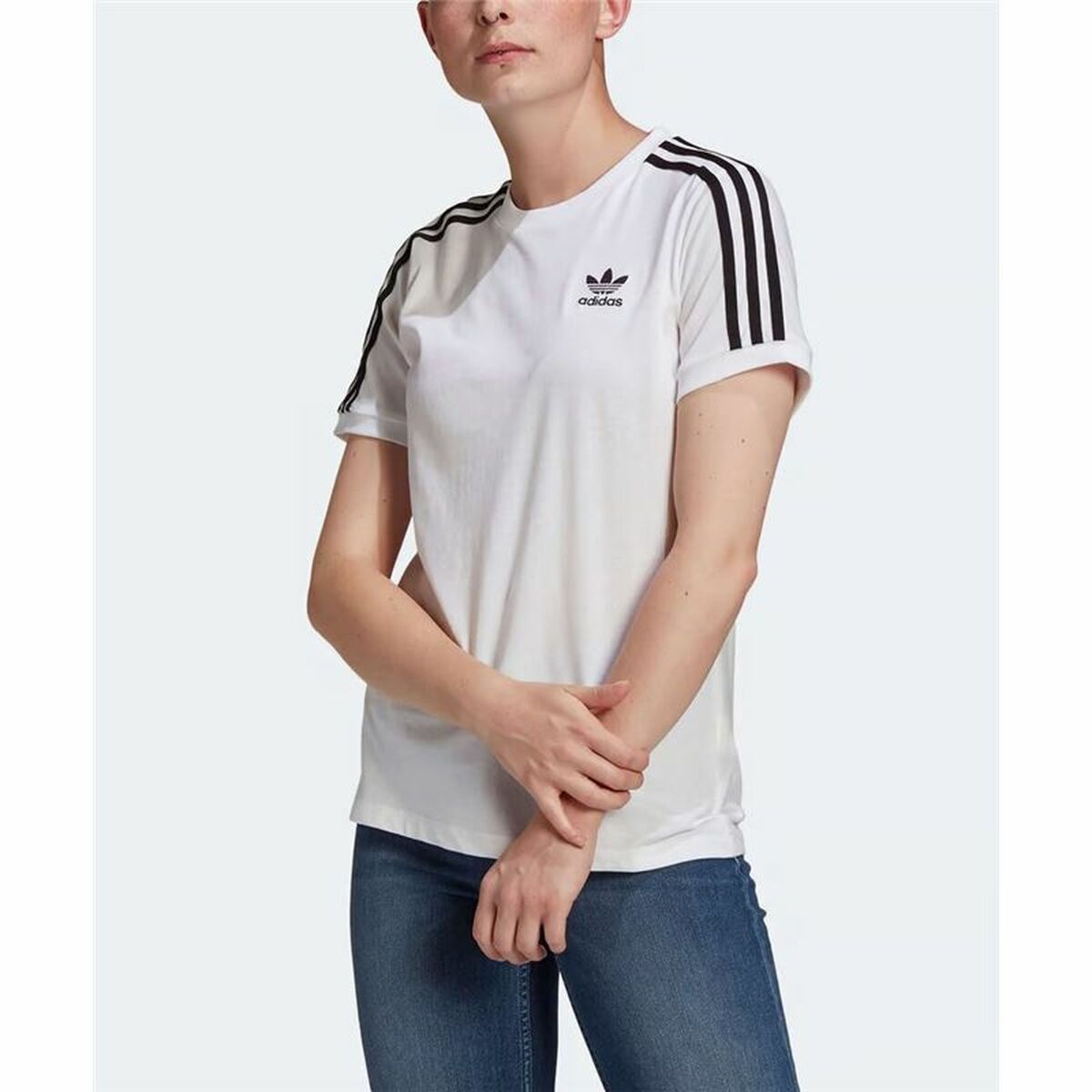 T-shirt med kortärm Dam Adidas 3 stripes Vit - 2