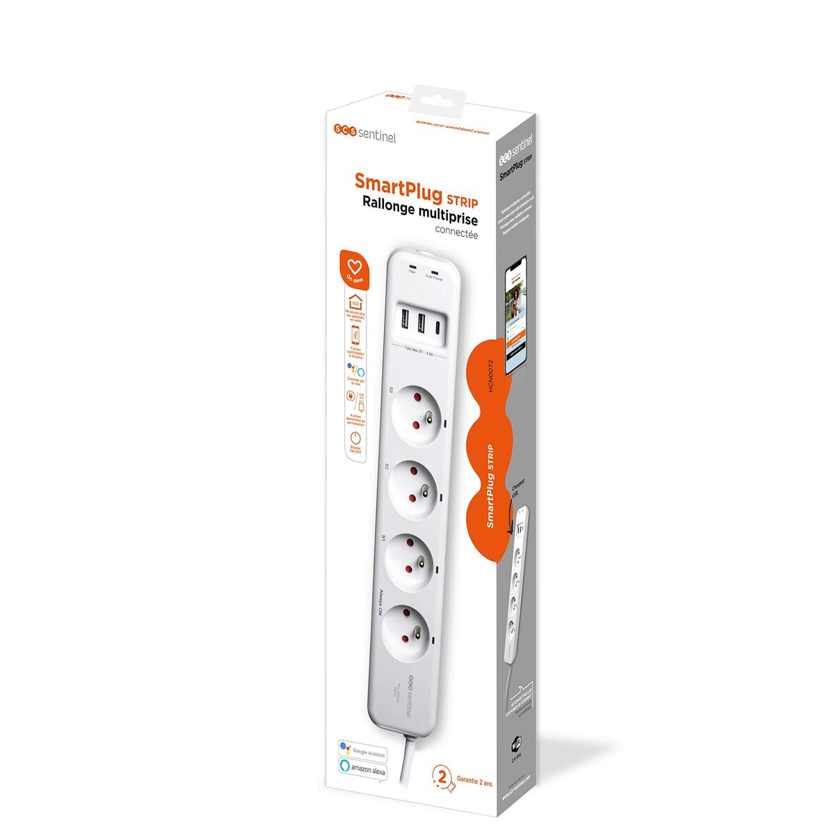 Ellist 4 Tomas-uttag utan brytare SCS SENTINEL SmartPlug 240 V - 4