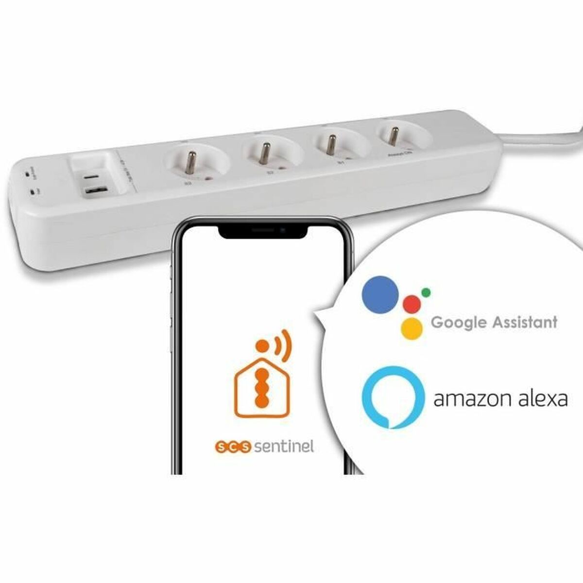Ellist 4 Tomas-uttag utan brytare SCS SENTINEL SmartPlug 240 V - 5