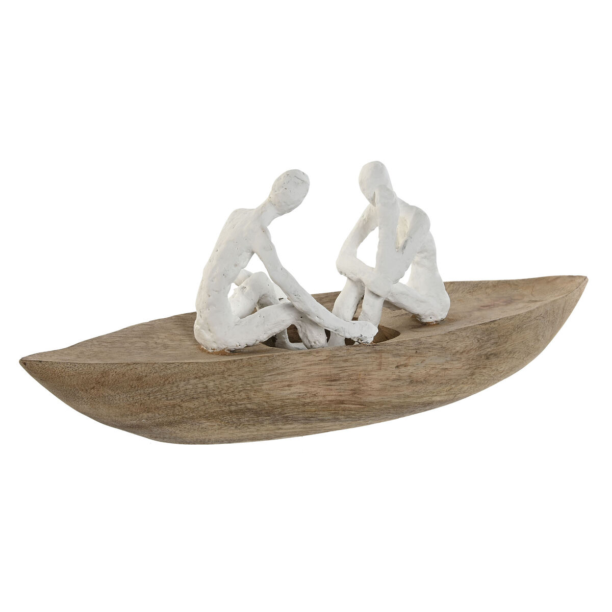 Prydnadsfigur Home ESPRIT Vit Naturell Båt Medelhavs 42 x 14 x 16 cm