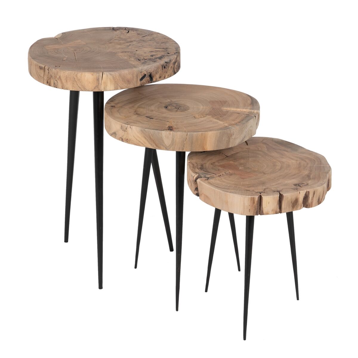 3-bordsset Naturell Järn 40 x 38 x 62,3 cm (3 antal)
