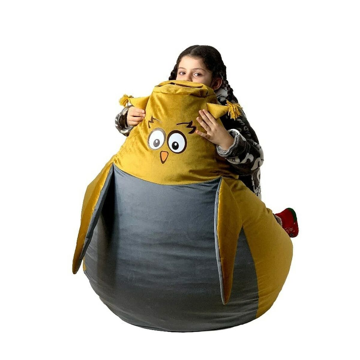 Puff GO GIFT Guld Grå Sammet 130 x 90 cm - 4
