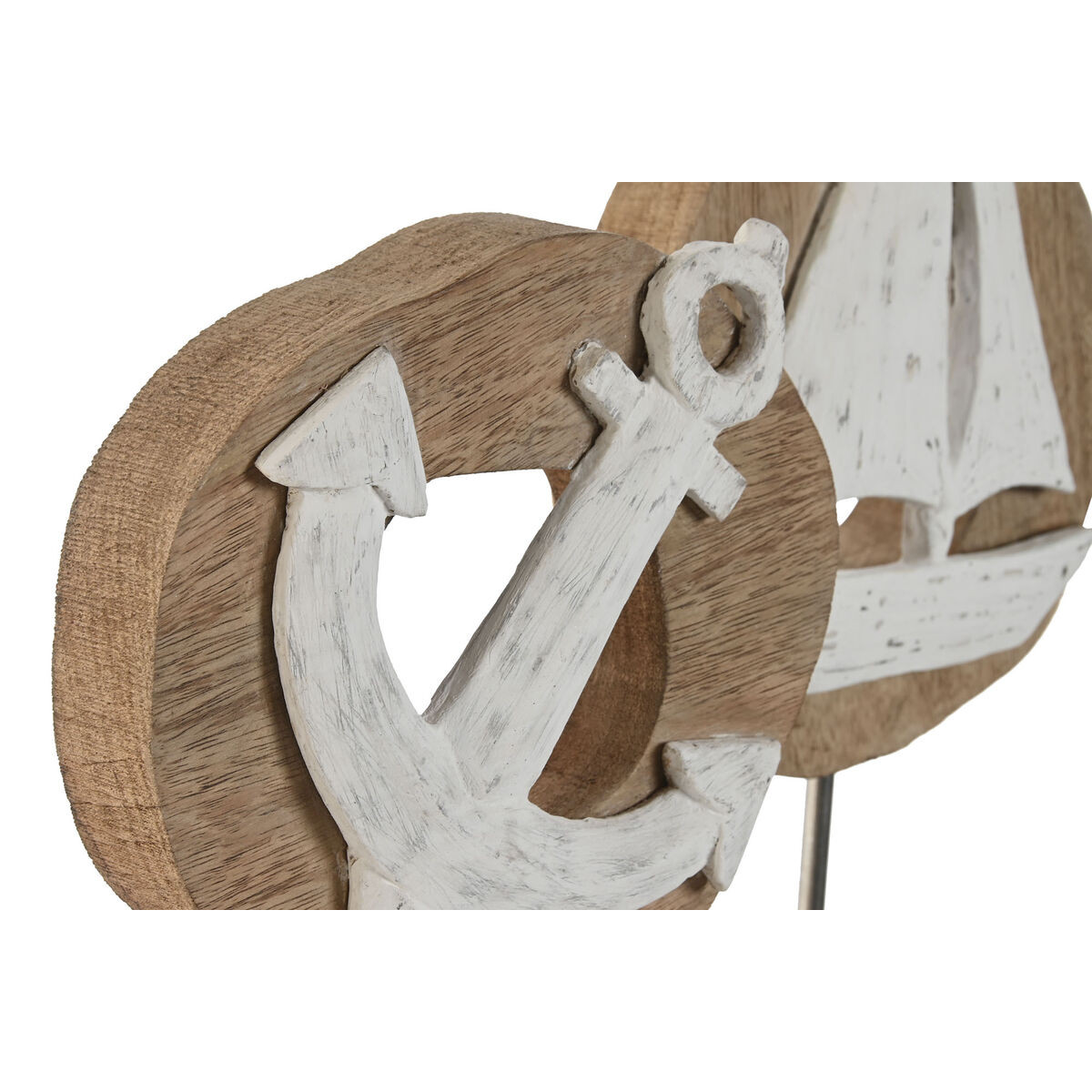 Prydnadsfigur Home ESPRIT Vit Naturell Ankare Båt Medelhavs 19 x 10 x 38 cm (2 antal) - 2