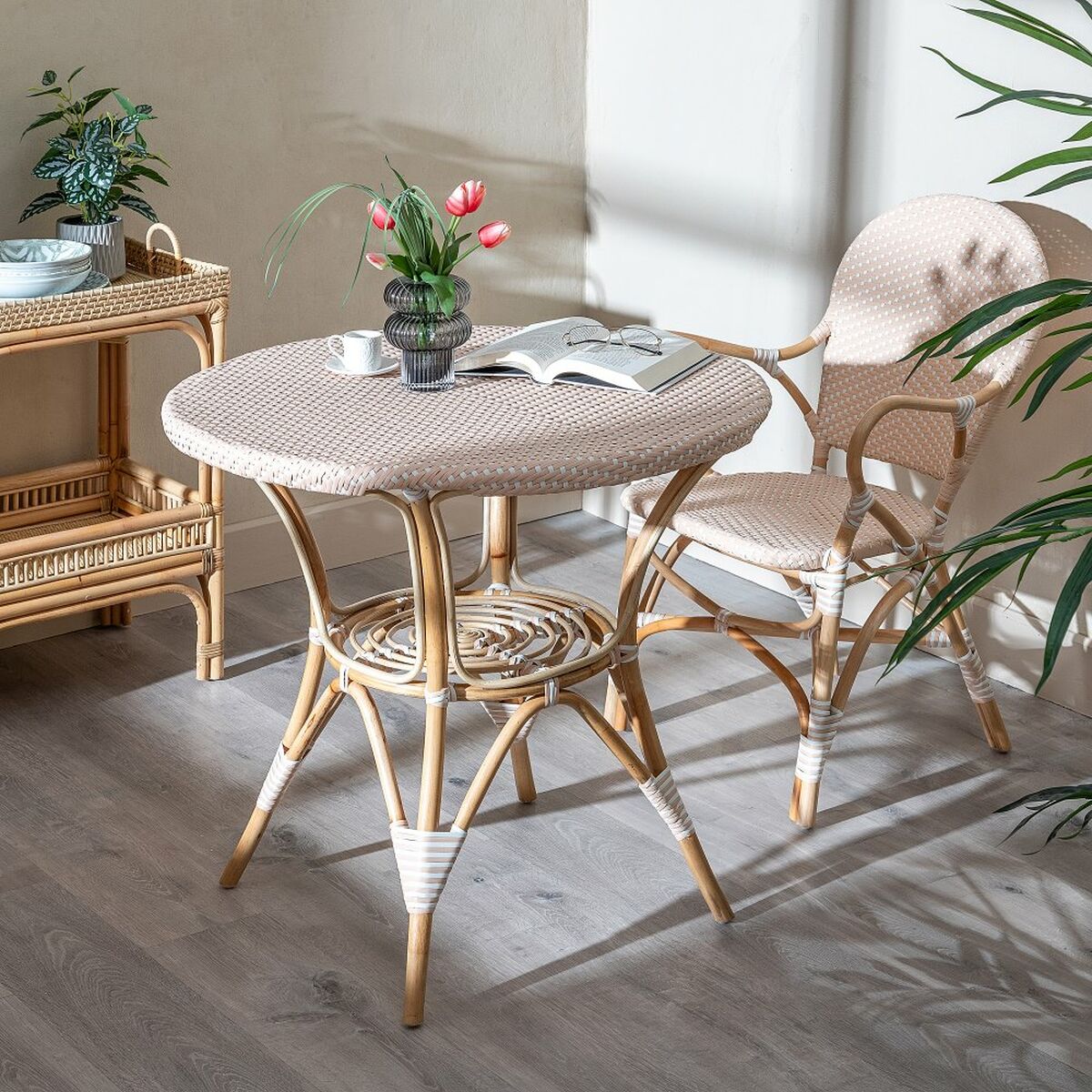 Sidobord 81 x 81 x 76,5 cm Naturell Beige Rattan - 8