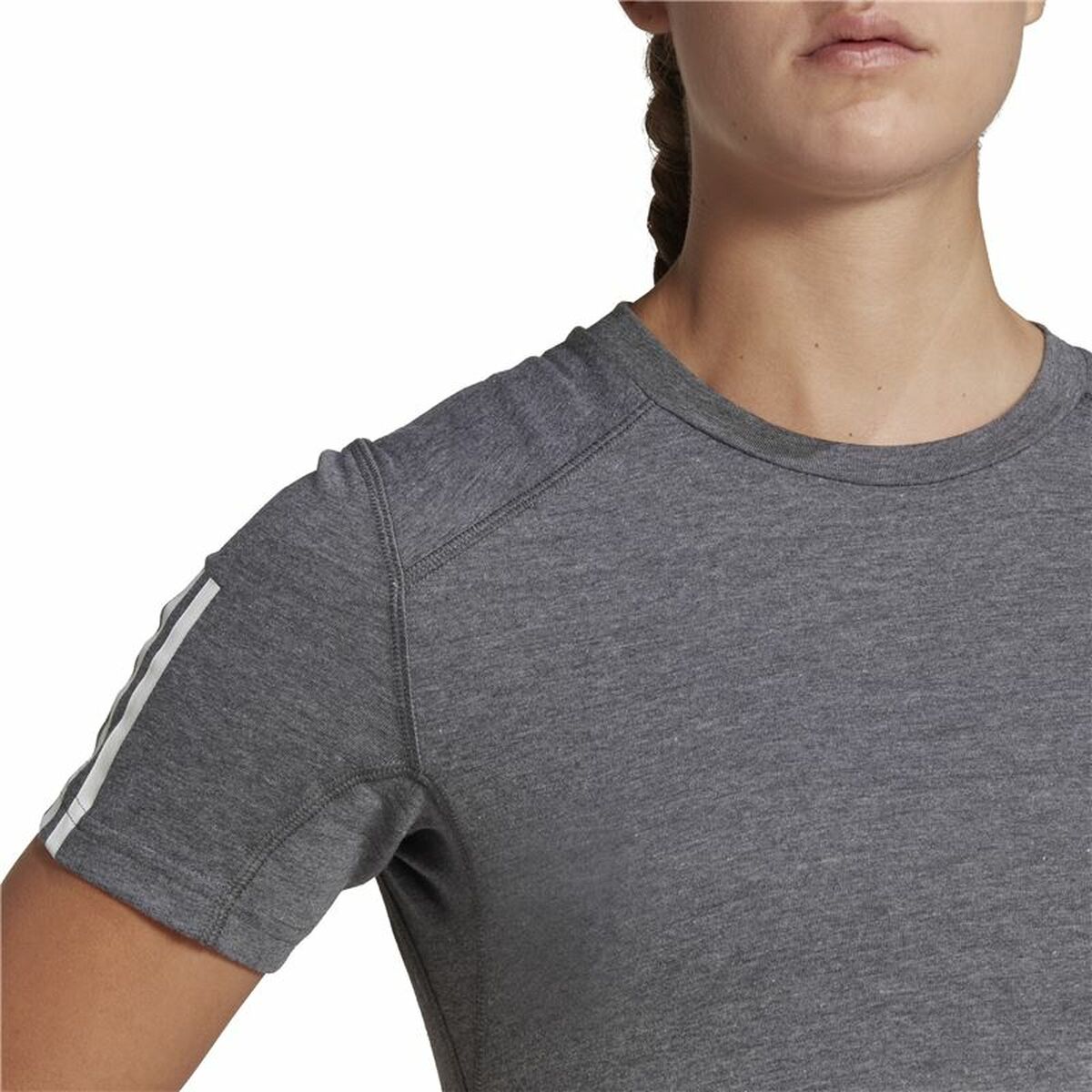 T-shirt med kortärm Dam Adidas 3 stripes Essentials Ljusgrå - 5