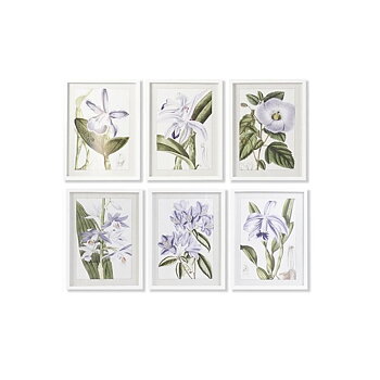 Tavla DKD Home Decor 40 x 2 x 54 cm Virágok Shabby Chic (6 Delar)