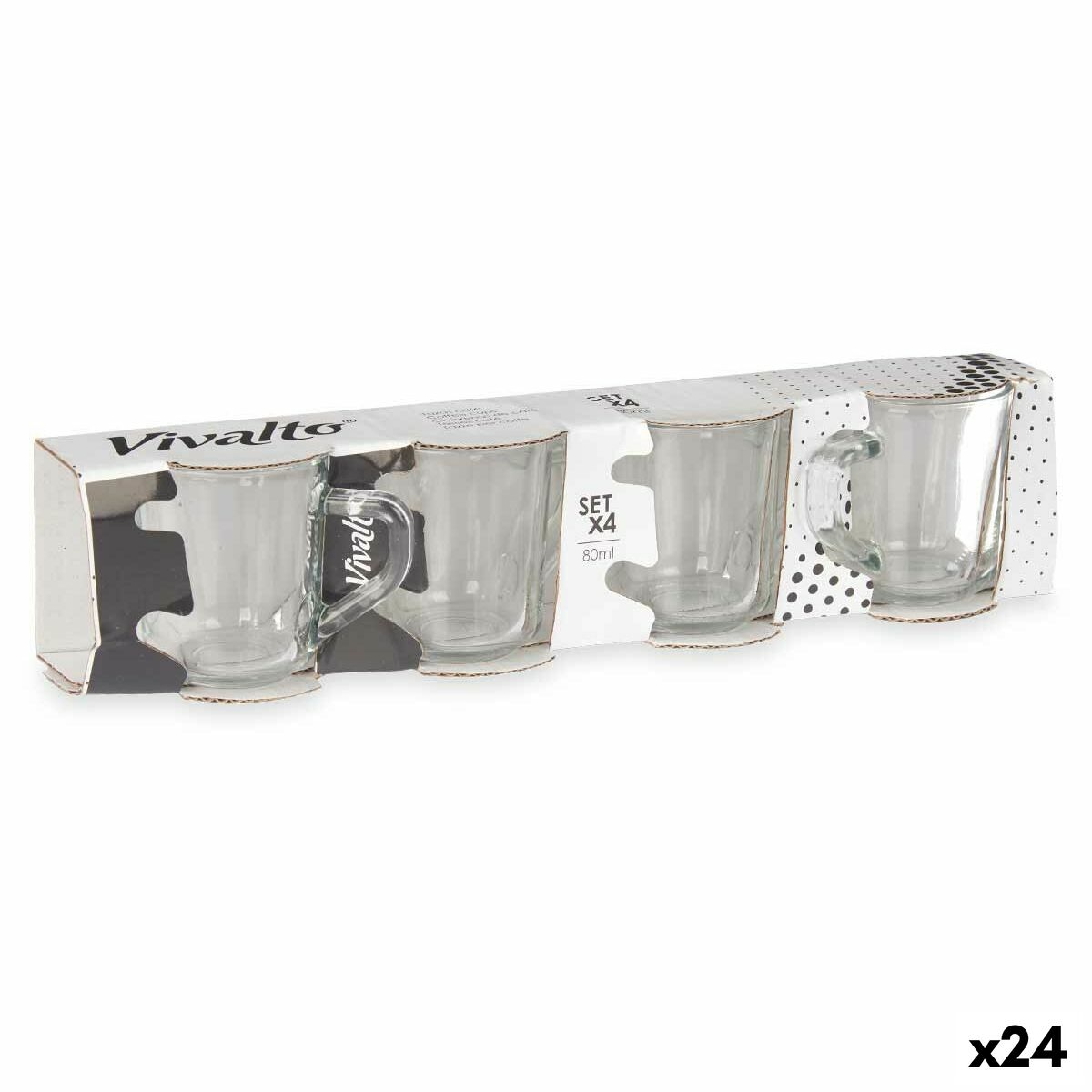 Set med kaffekoppar Vivalto RYG2046 Transparent Glas 80 ml (24 antal) - 3