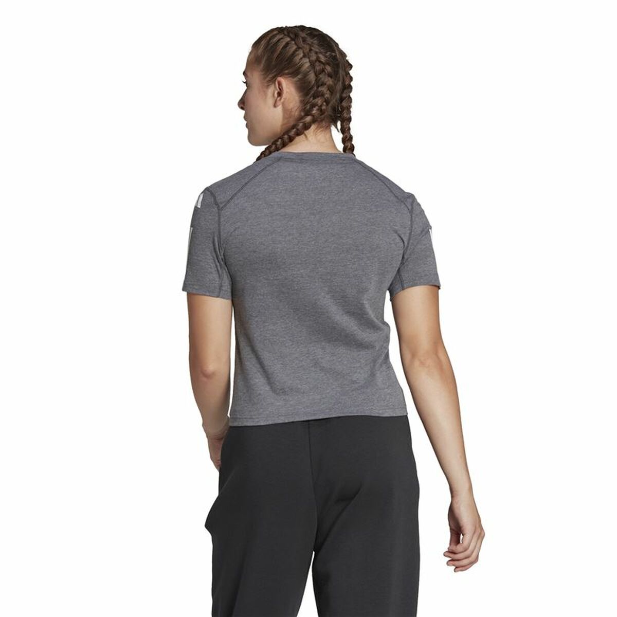T-shirt med kortärm Dam Adidas 3 stripes Essentials Ljusgrå - 3