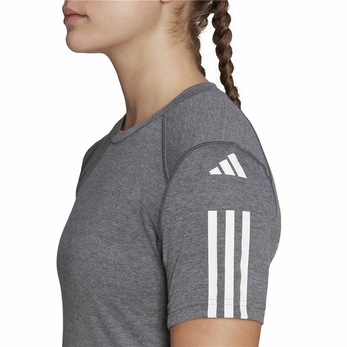 T-shirt med kortärm Dam Adidas 3 stripes Essentials Ljusgrå - 4