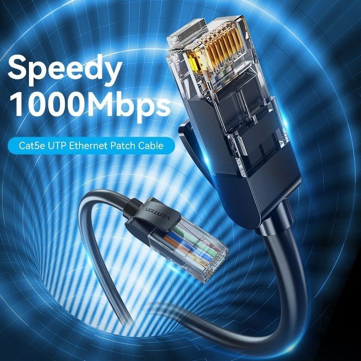 Nätkabel UTP Styv Kategori 5e Vention IABBM Svart 12 m - 2