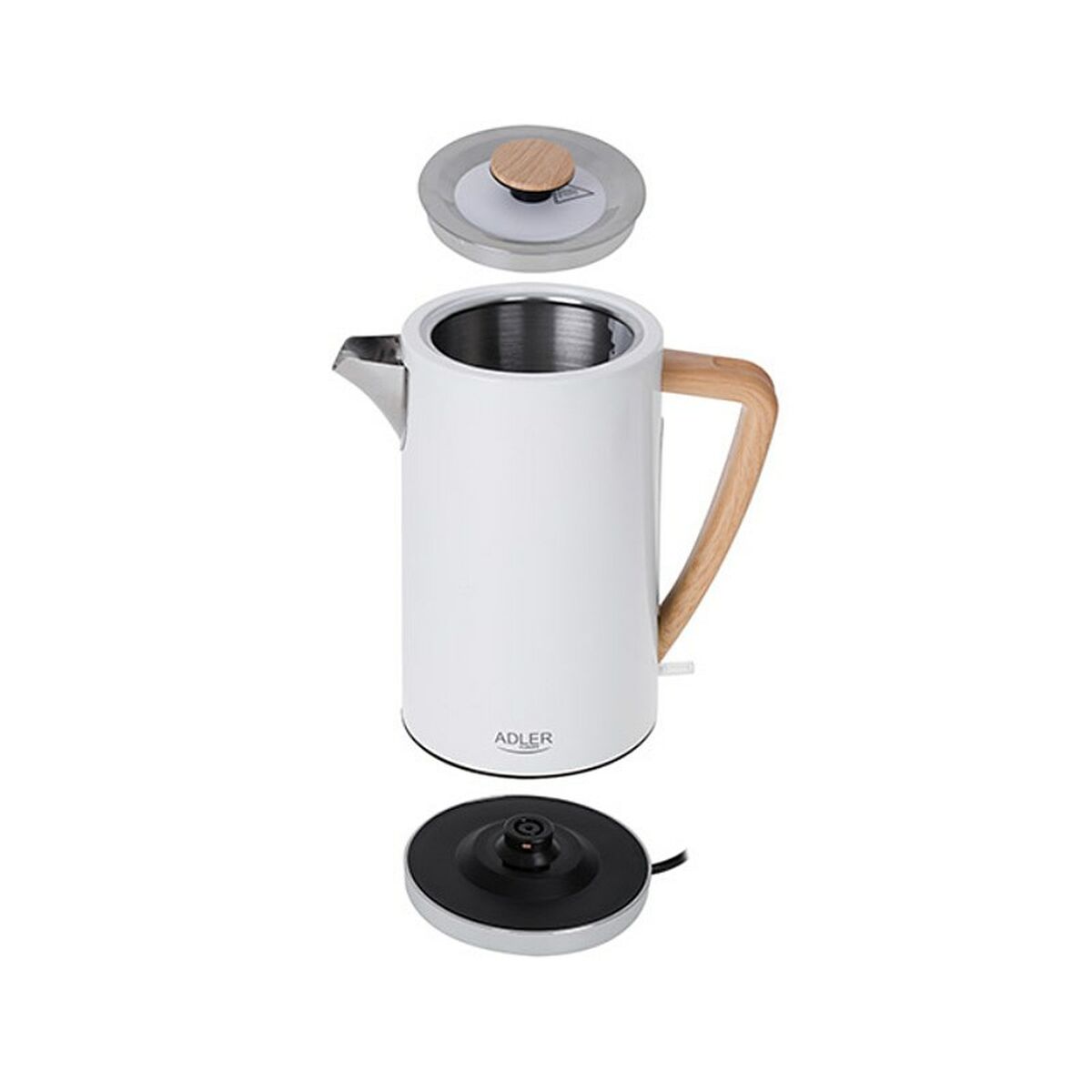 Vattenkokare Adler AD 1347w Vit Trä 2200 W 1850 W 1,7 L - 2