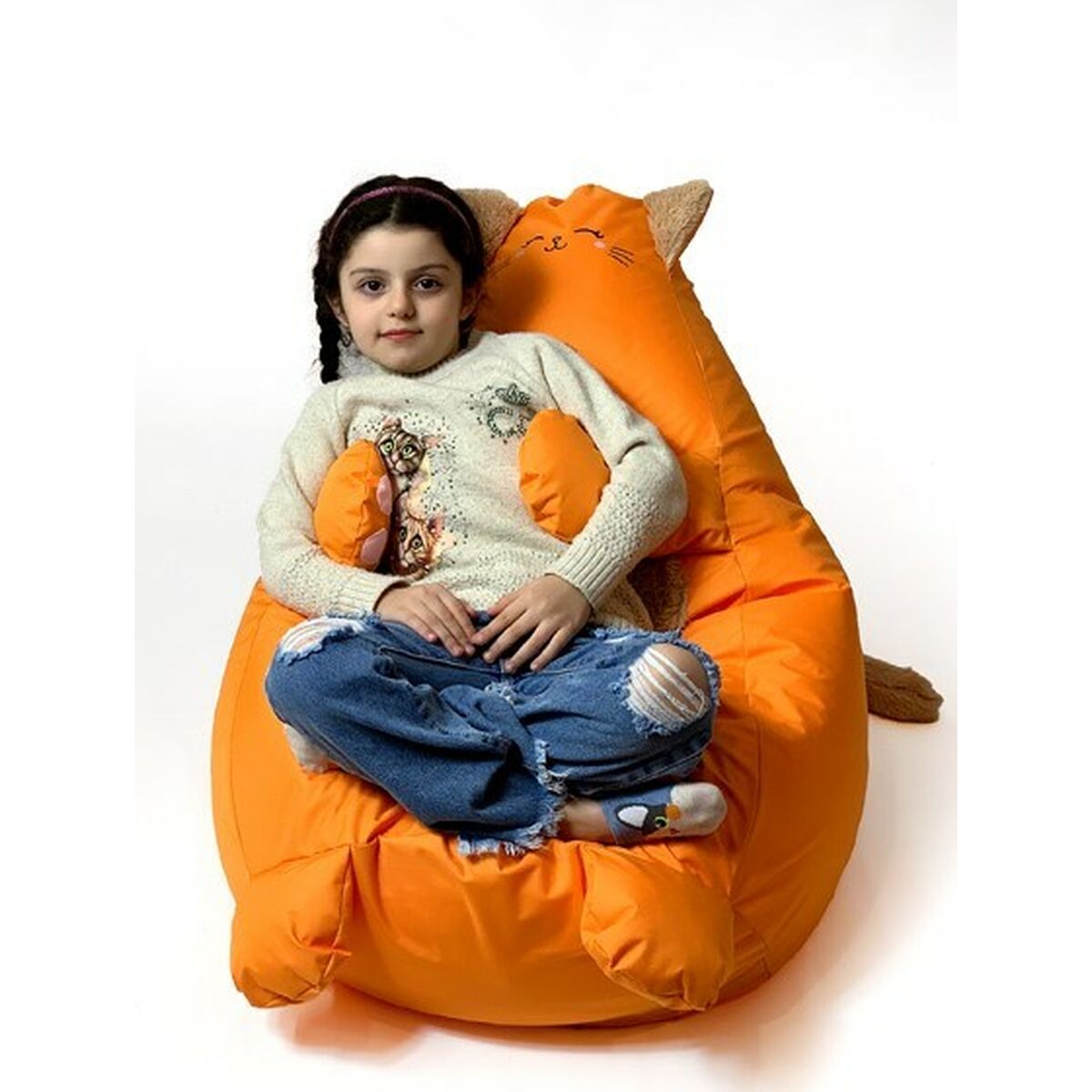 Puff GO GIFT Orange Oxford Katt 105 x 80 cm - 5