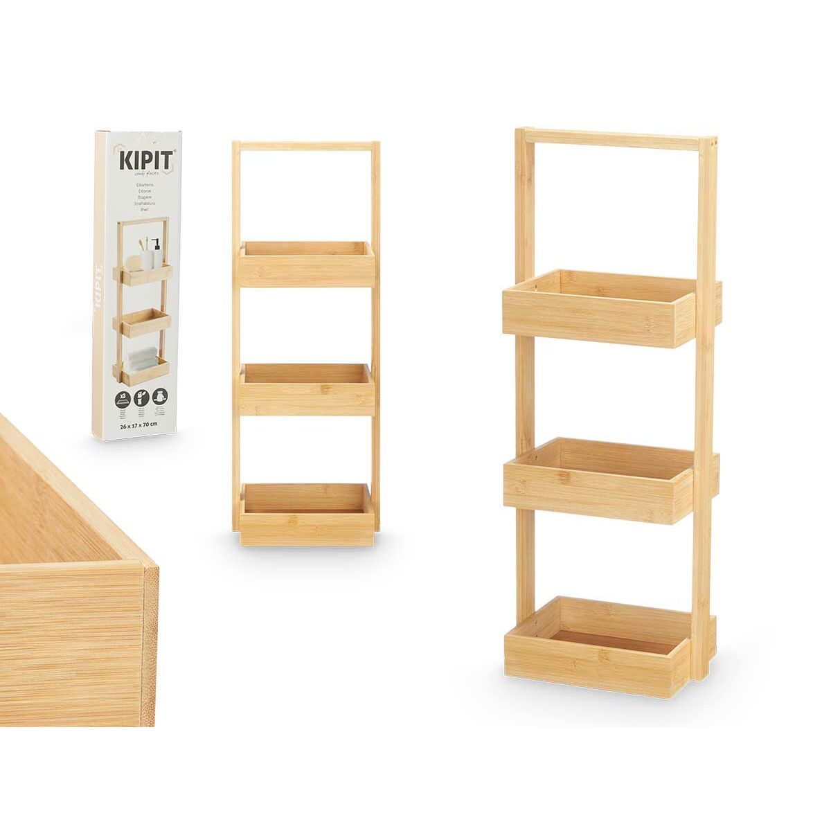 Bokhylla Kipit B6729A Naturell Bambu 26 x 70 x 17 cm (6 antal) - 3