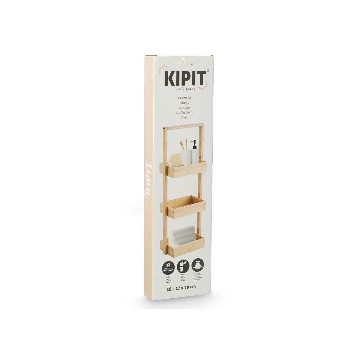 Bokhylla Kipit B6729A Naturell Bambu 26 x 70 x 17 cm (6 antal) - 4