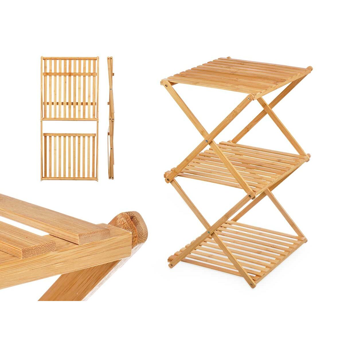 Bokhylla CH68220-5 Naturell Bambu 40 x 62 x 33,5 cm (4 antal) - 3