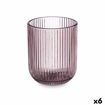 Glas Ränder Rosa Glas 270 ml (6 antal)