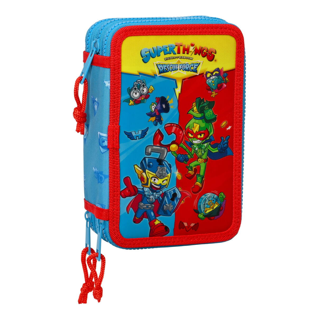Trippel pennfodral SuperThings Rescue force 12.5 x 19.5 x 5.5 cm Blå (36 Delar)
