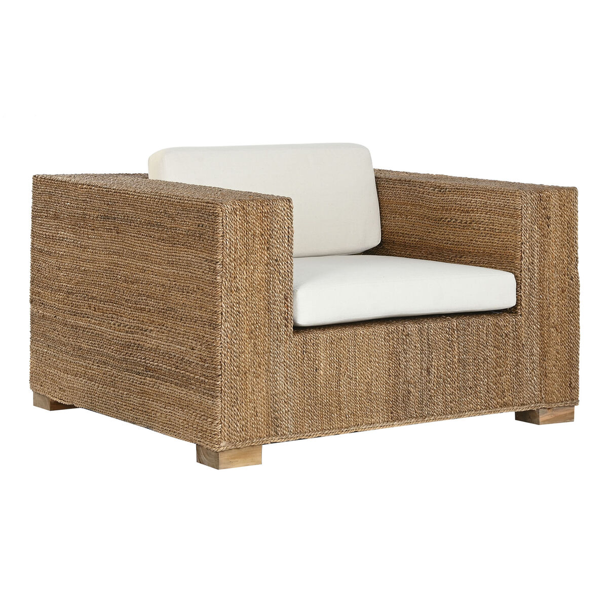 Trädgårdssoffa Home ESPRIT Vit Naturell 117 x 92 x 65 cm