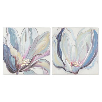 Tavla Home ESPRIT Blomster Urban 80 x 3 x 80 cm (2 antal)