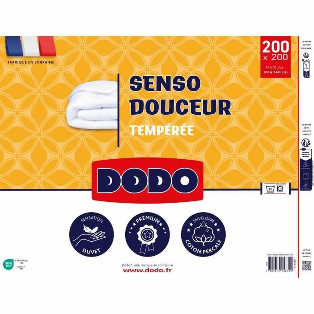 Täcke DODO SENSO DOUCEUR Vit 350 g/m² 200 x 200 cm - 2