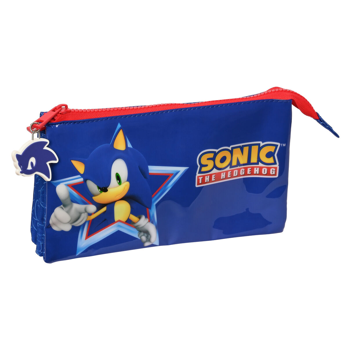Tredubbel Carry-all Sonic Let's roll Marinblå 22 x 12 x 3 cm