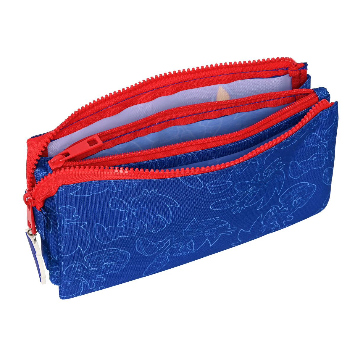 Tredubbel Carry-all Sonic Let's roll Marinblå 22 x 12 x 3 cm - 6