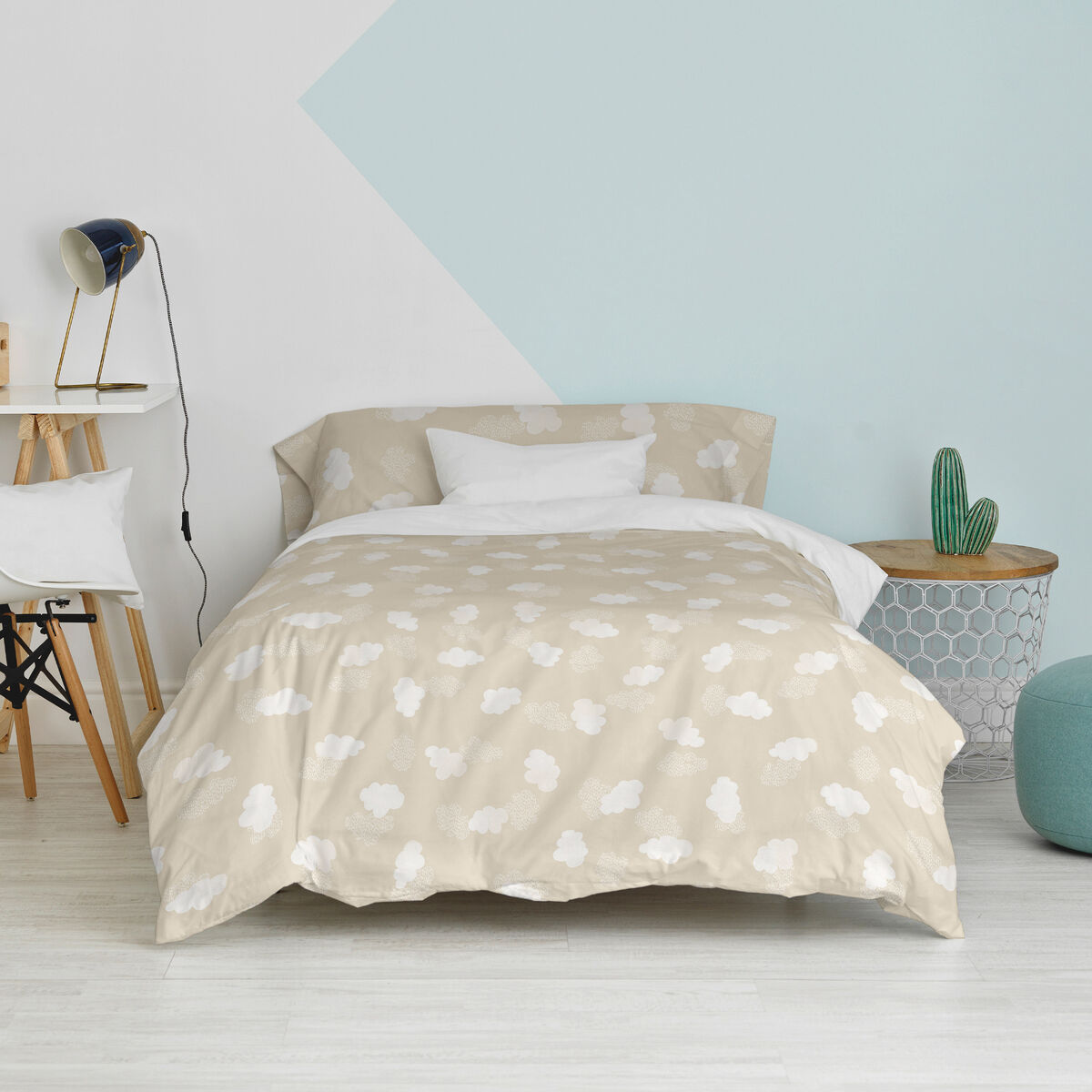 Täckslagsset HappyFriday Basic Kids Beige Säng 105 2 Delar - 4