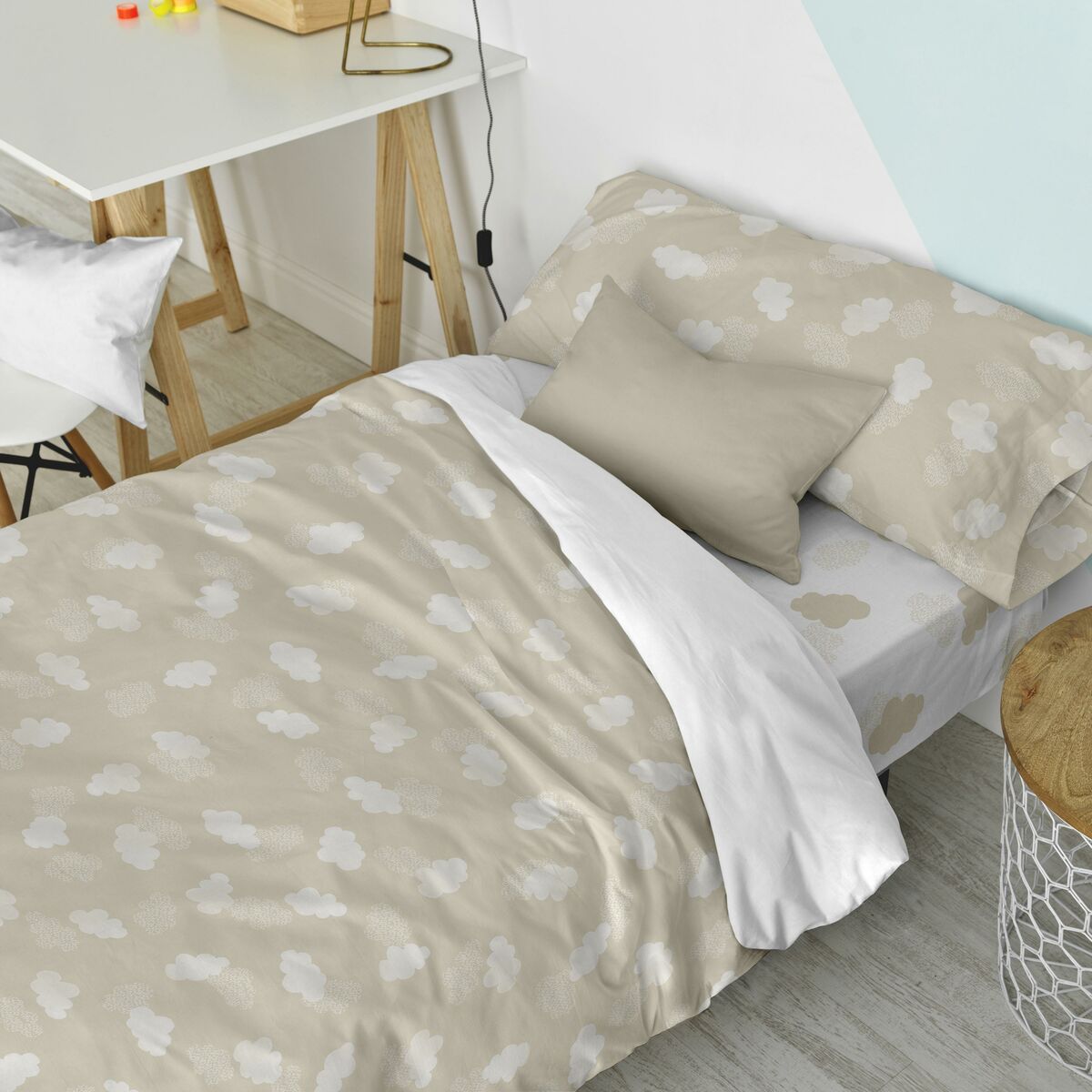 Täckslagsset HappyFriday Basic Kids Beige Säng 105 2 Delar - 2