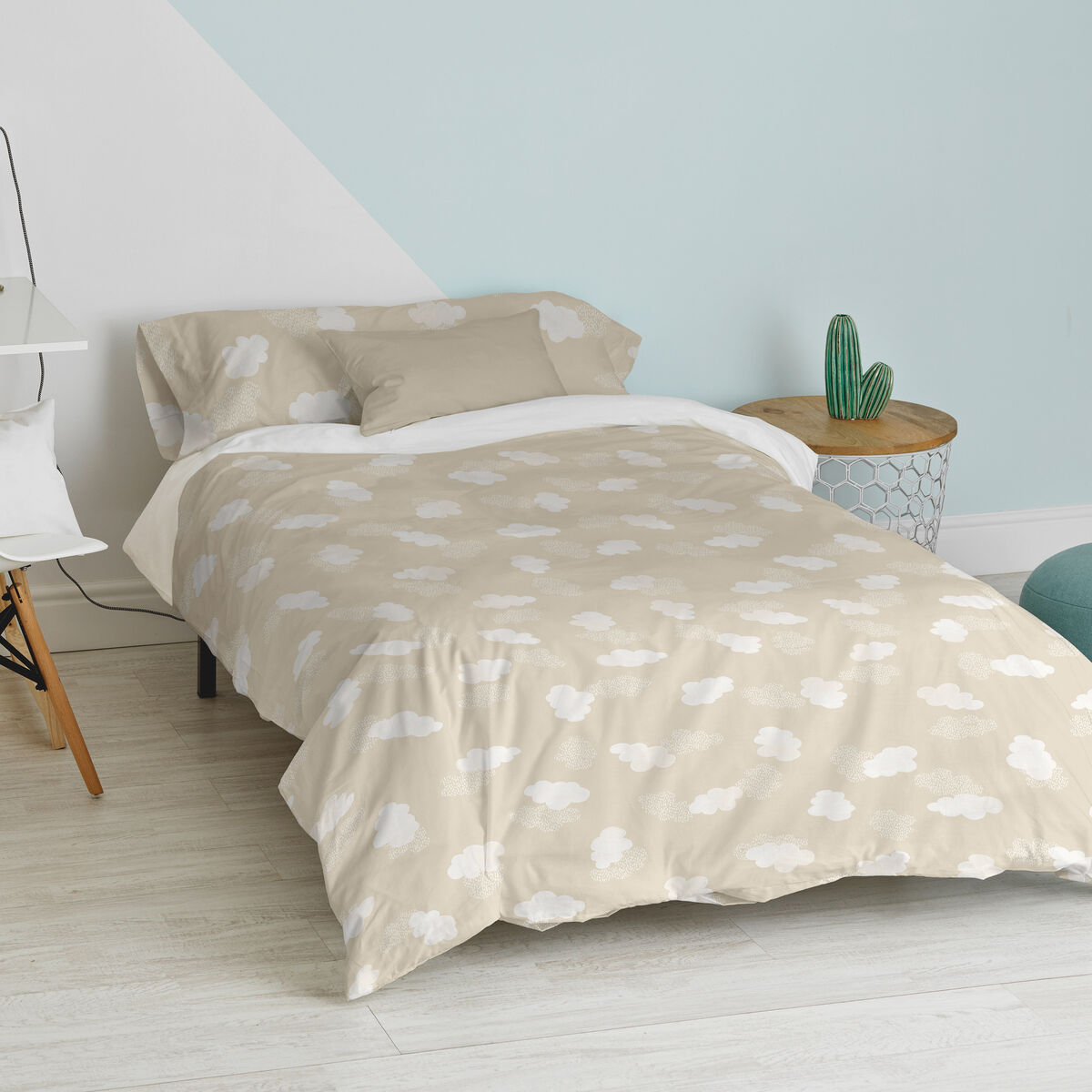 Täckslagsset HappyFriday Basic Kids Beige Säng 105 2 Delar - 3