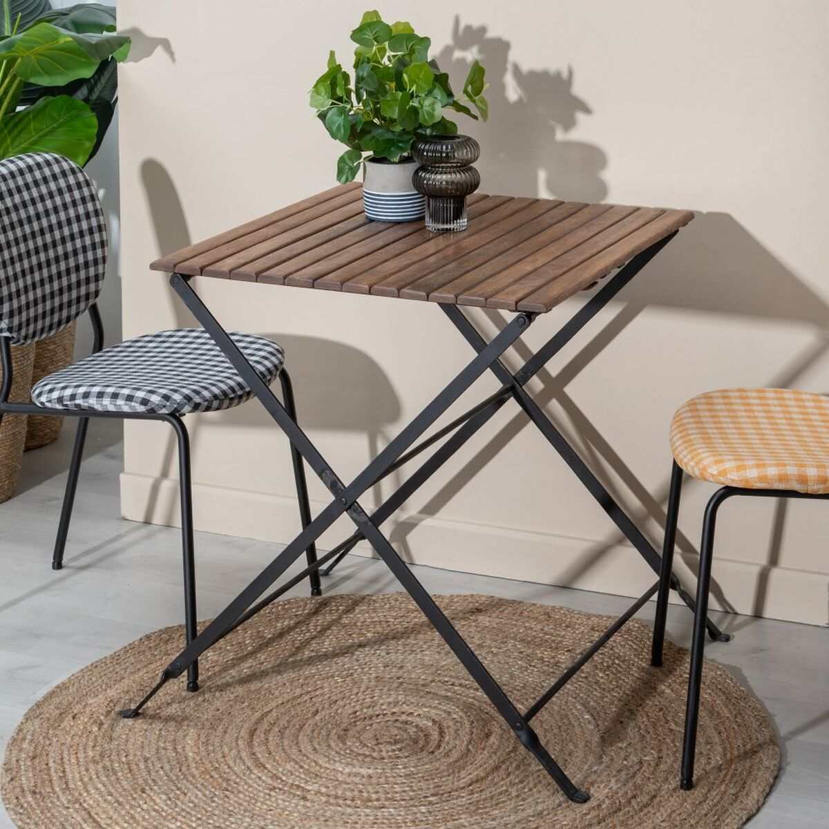 Sidobord 70 x 70 x 76 cm Naturell Svart Trä Järn - 9