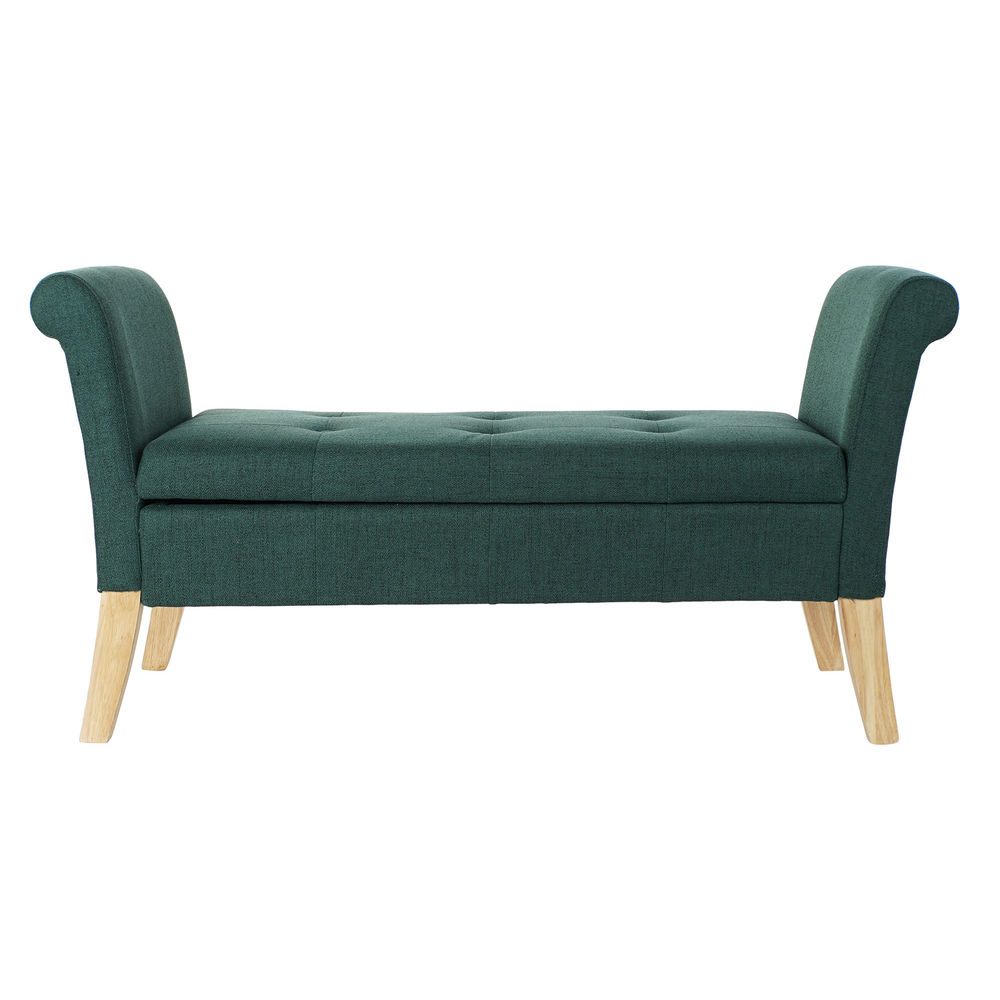 Sittpall DKD Home Decor 8424001795512 Naturell Trä Polyester Grön (130 x 44 x 69 cm)