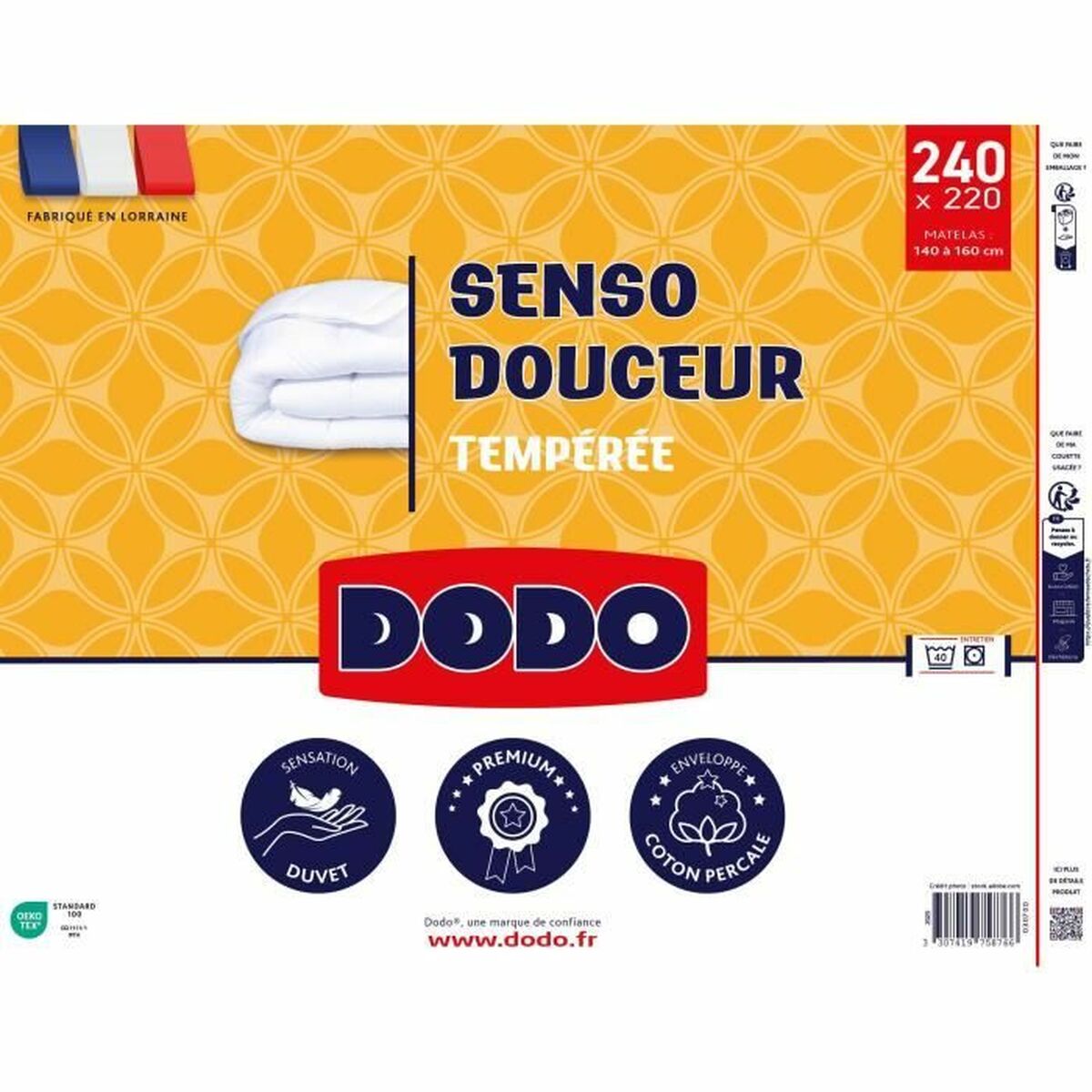 Täcke DODO SENSO DOUCEUR Vit 350 g/m² 220 x 240 cm - 2