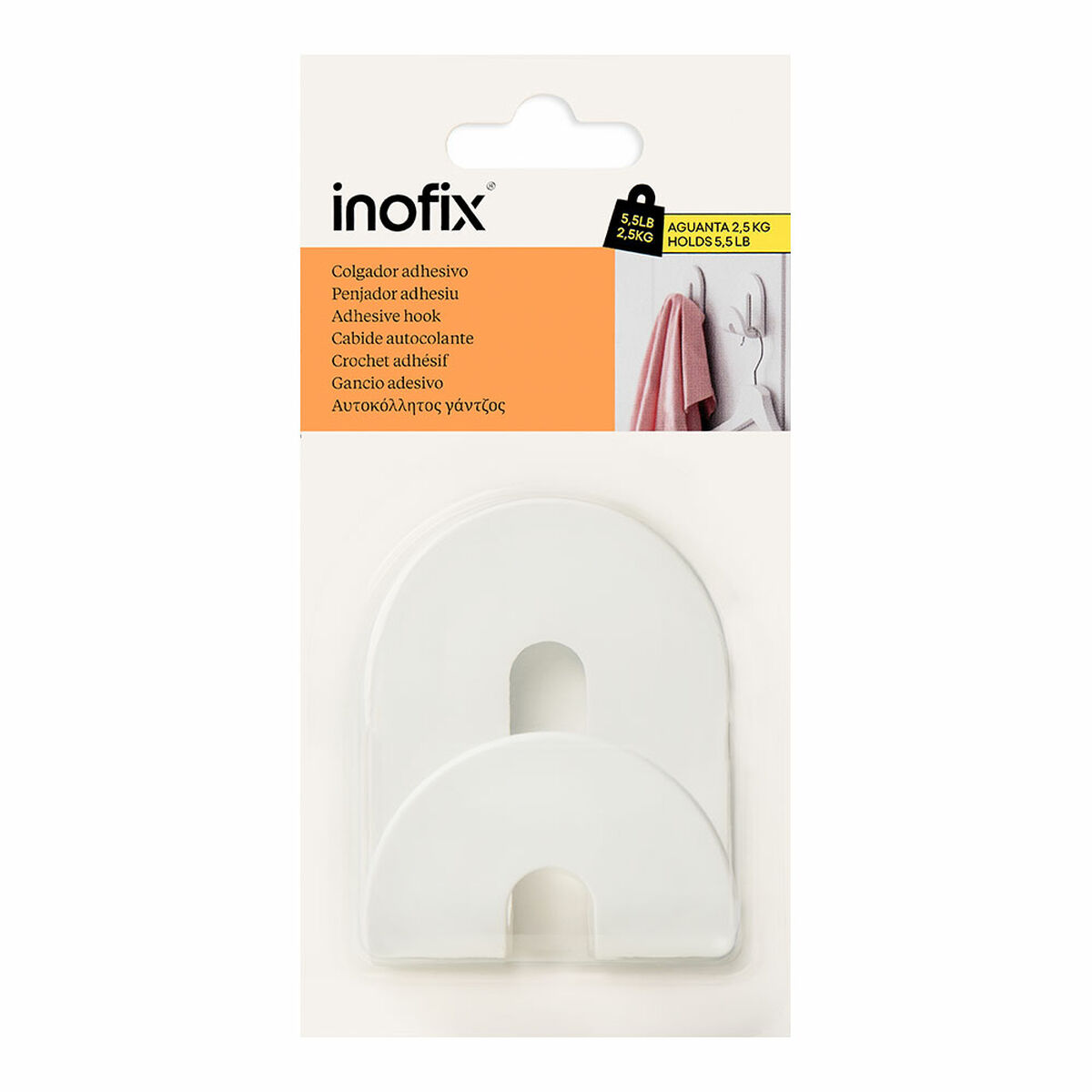Upphängningskrok Inofix calma Vit 2,5 kg Vidhäftande - 2