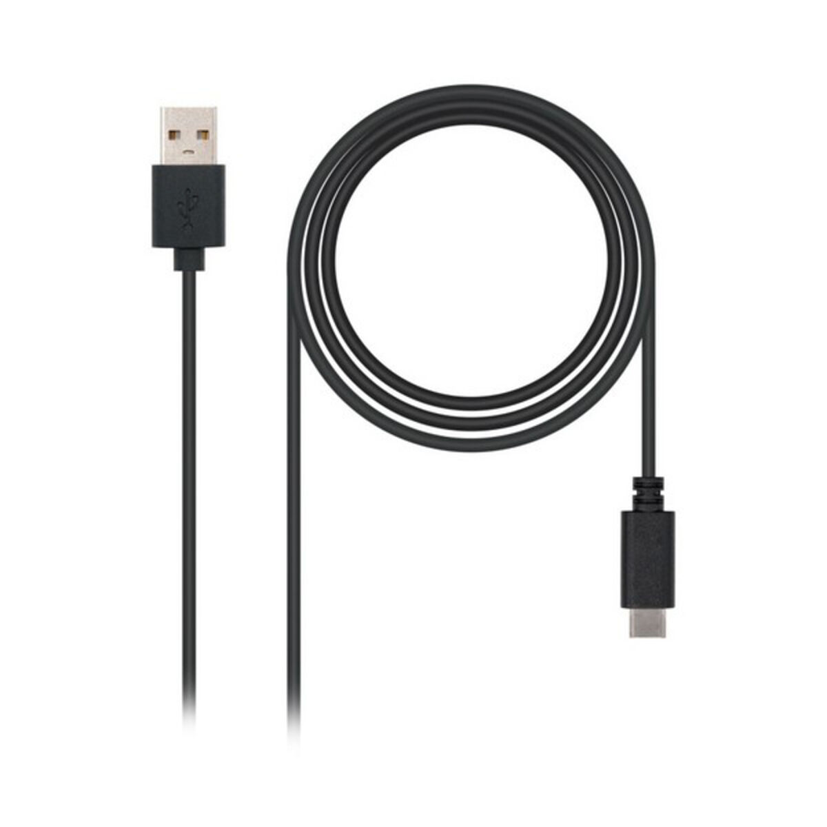 USB A till USB C Kabel NANOCABLE 10.01.210 Svart