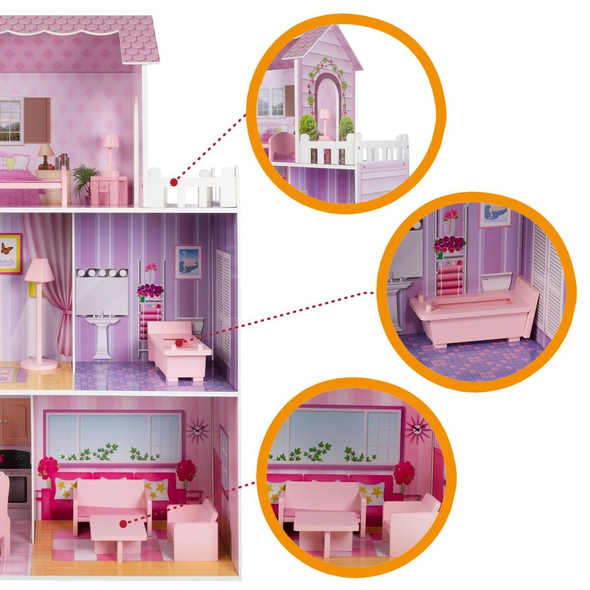 Dockhus Play & Learn 14 Delar 80 x 112 x 31 cm - 6