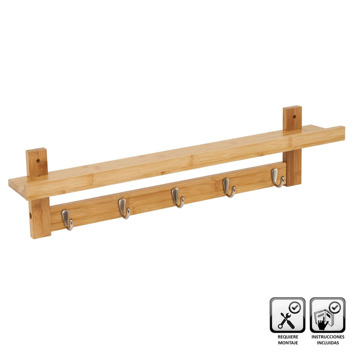 Hyllor Naturell Bambu 74 x 12 x 18 cm - 2