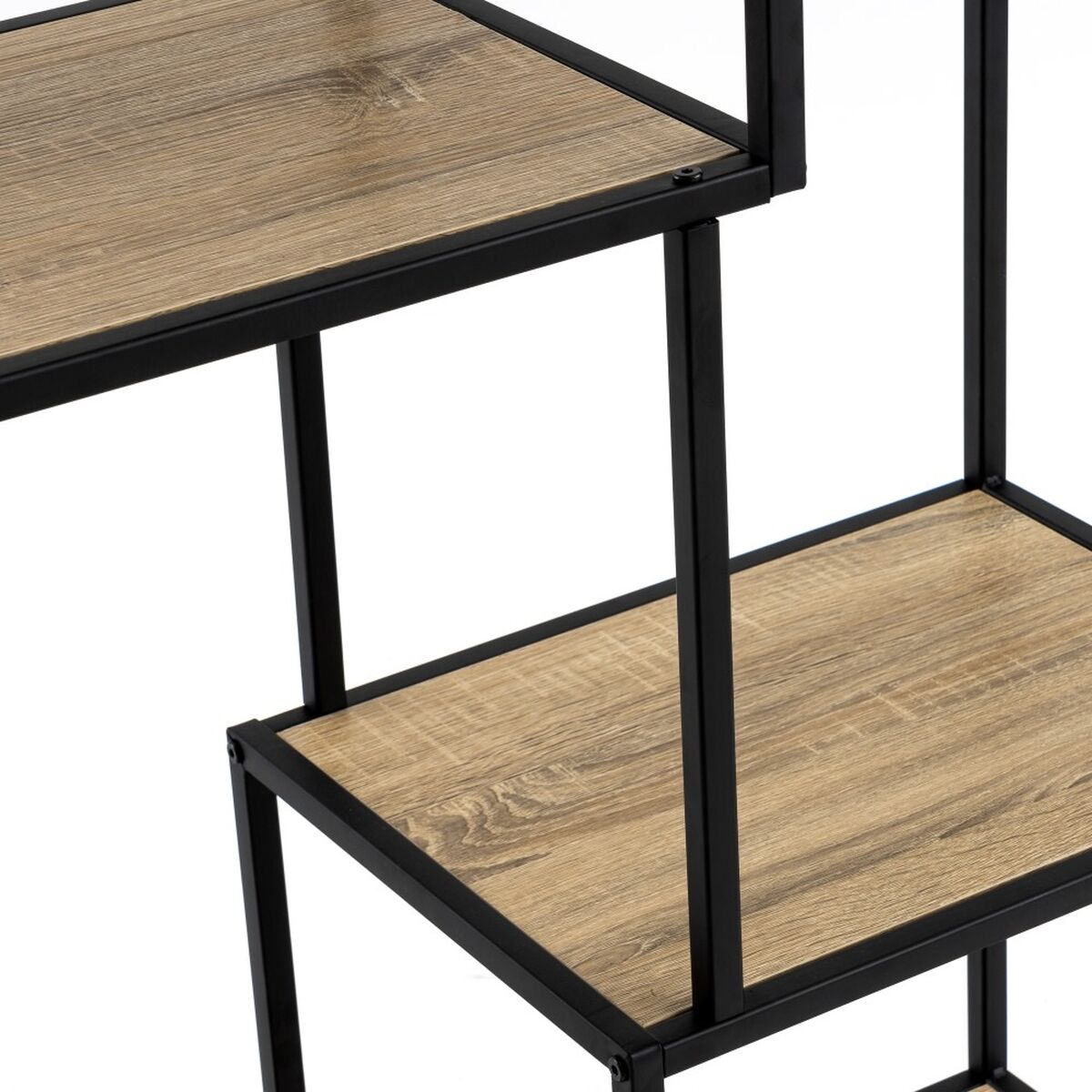 Bokhylla Svart Naturell Trä Metall Stål Laminerad 77 x 33 x 114 cm - 3