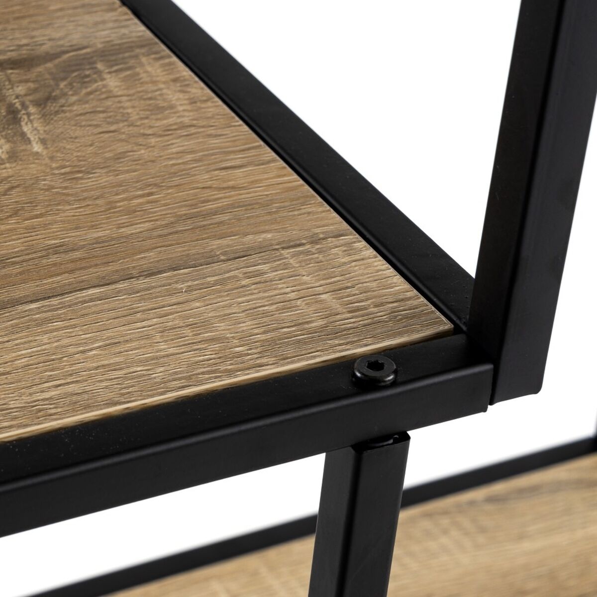 Bokhylla Svart Naturell Trä Metall Stål Laminerad 77 x 33 x 114 cm - 4