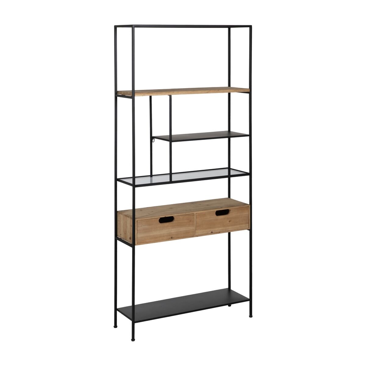 Bokhylla Svart Beige Trä Glas Järn 80 x 26 x 180 cm