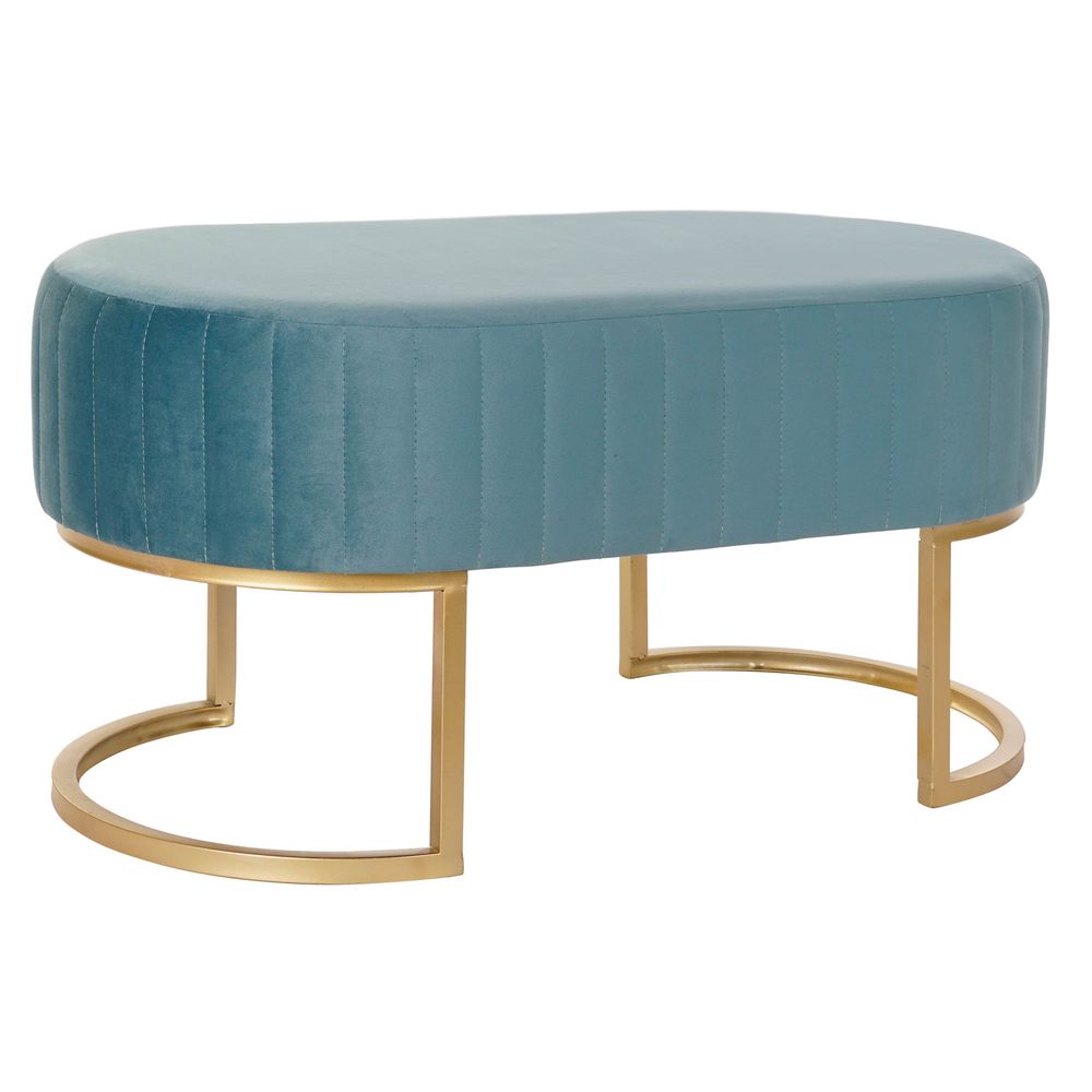Sittpall DKD Home Decor 8424001829804 Blå Gyllene Metall Sammet (90 x 50 x 45 cm) - 2