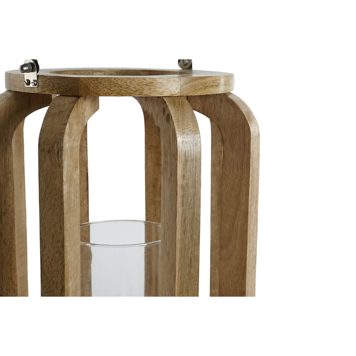 Ljusstakar Home ESPRIT Naturell Glas Mangoträ 25 x 25 x 35 cm - 2