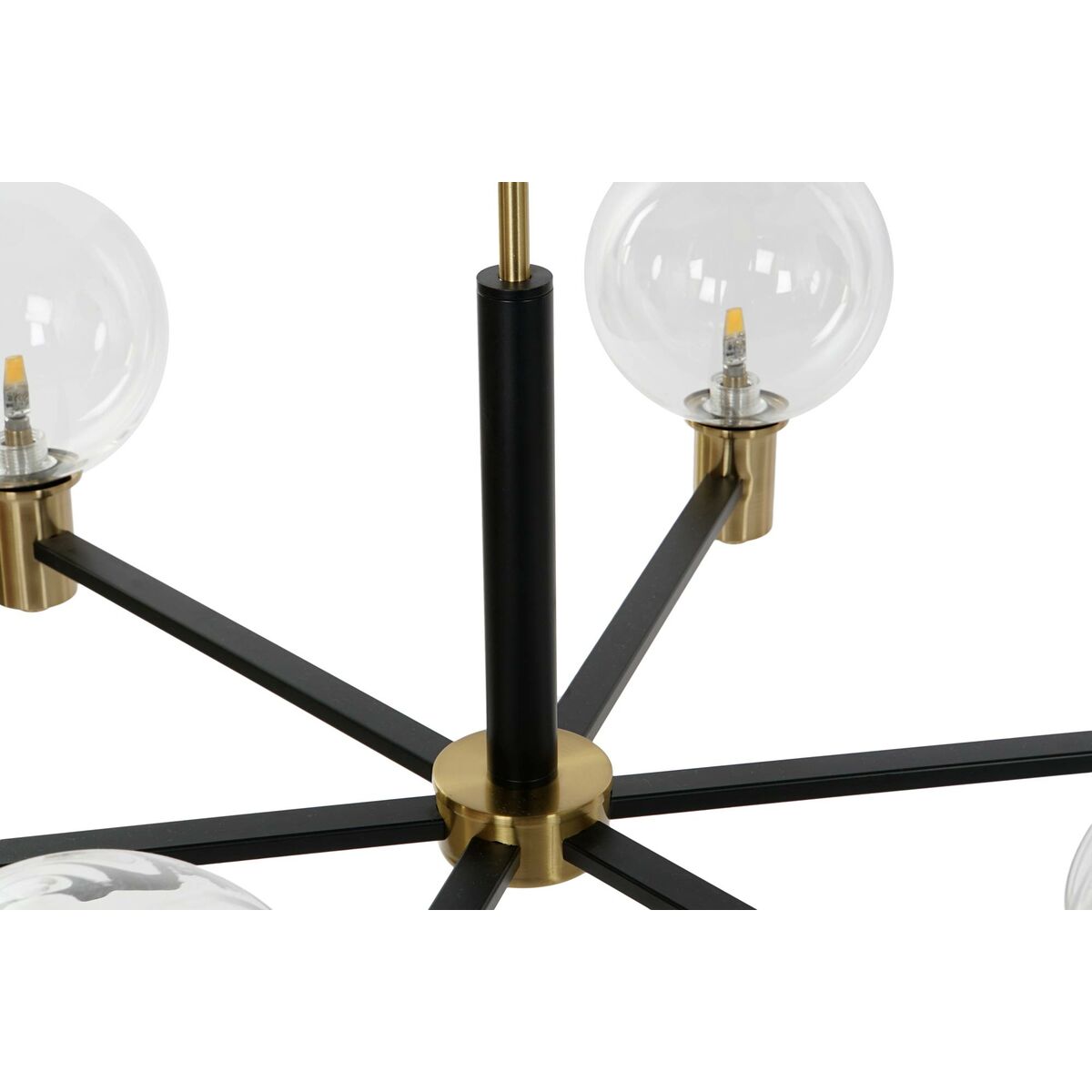 Taklampa DKD Home Decor 83 x 83 x 128 cm Glas Svart Gyllene Metall 9 W - 10