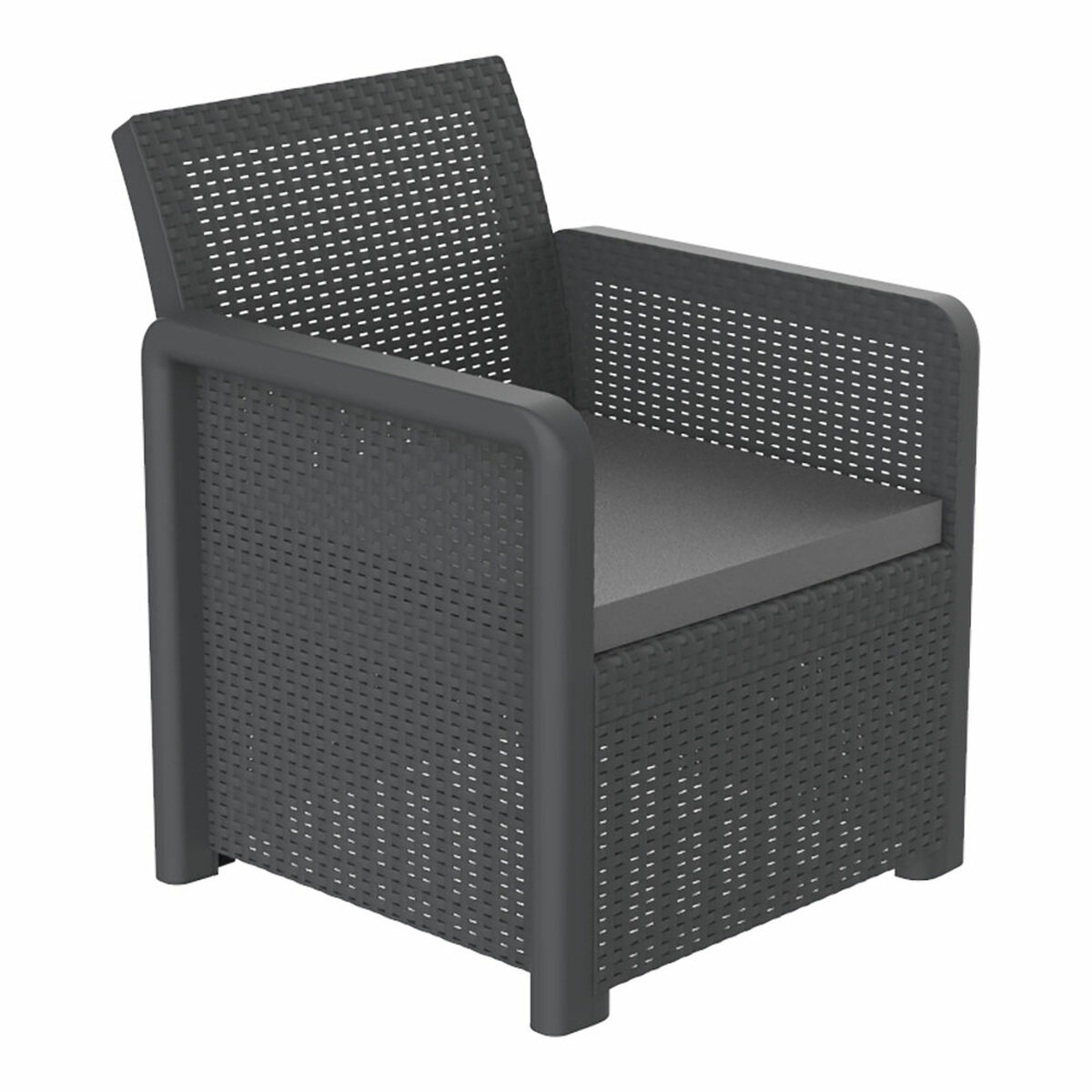 Set med bord och 2 fåtöljer Shaf Antracitgrå 57 X 57 X 42 CM (3 Delar) - 3